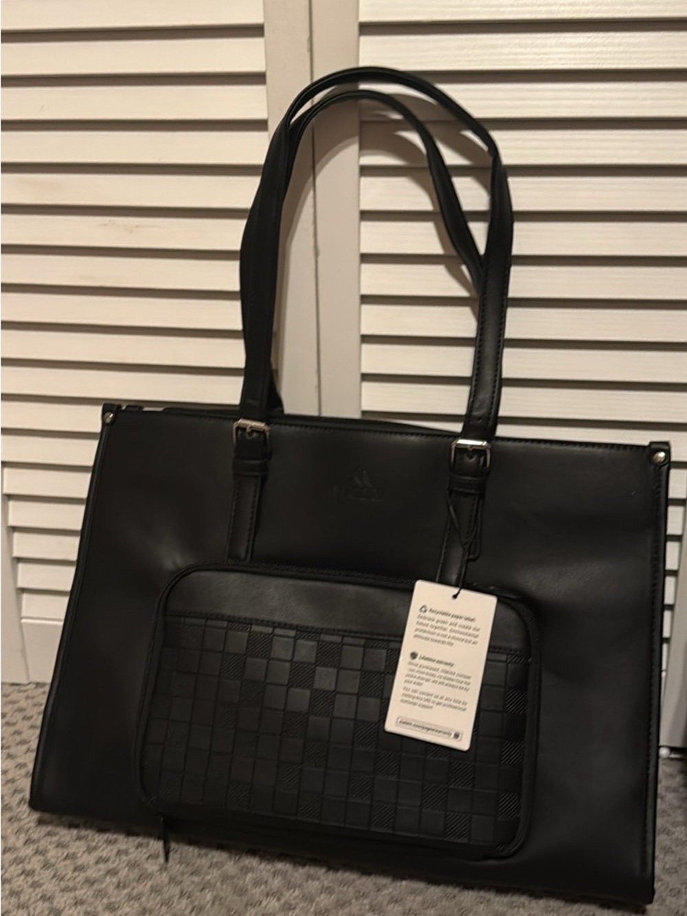 Black Women’s Tote work Bag with Front Pocket insulated for lunch